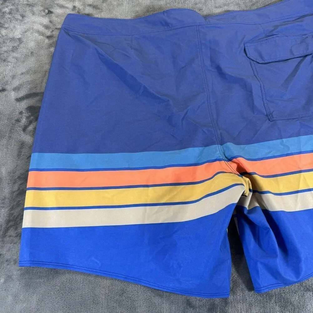 Patagonia Sz 42 Hydropeak 18’ Boardshorts Santa Cruz Stripe Superior Blue NWOT